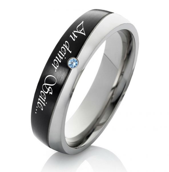 Preview: Damenring Edelstahl DE311 mit Echtem Topas