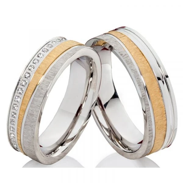 Edelstahlringe E217 mit Zirkonia oder Diamant und Gravur