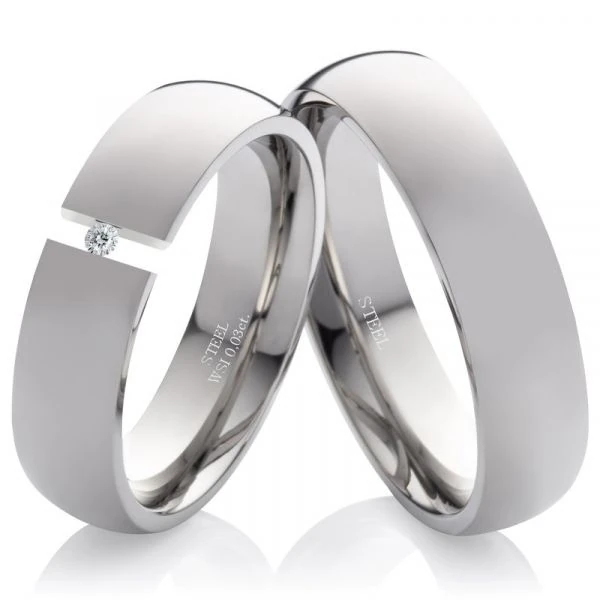 Edelstahlringe LUC16 mit Zirkonia oder Diamant