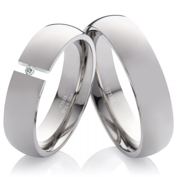 Edelstahlringe LUC16 mit Diamant und Gravur