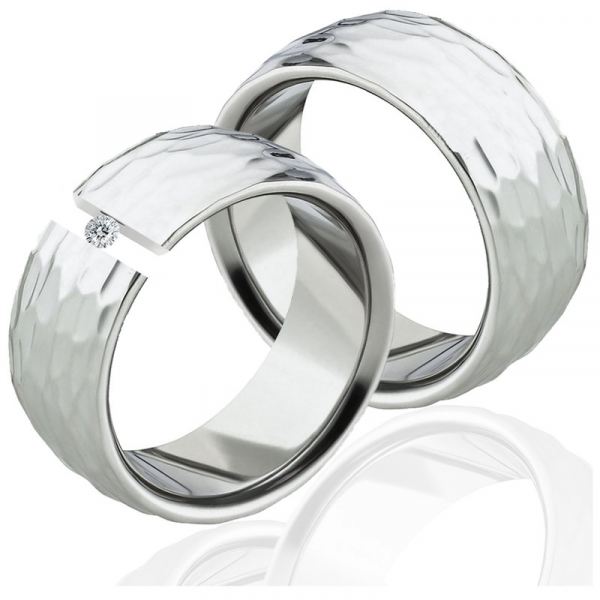 Preview: Partnerringe LUC48 mit Diamant und Gravur