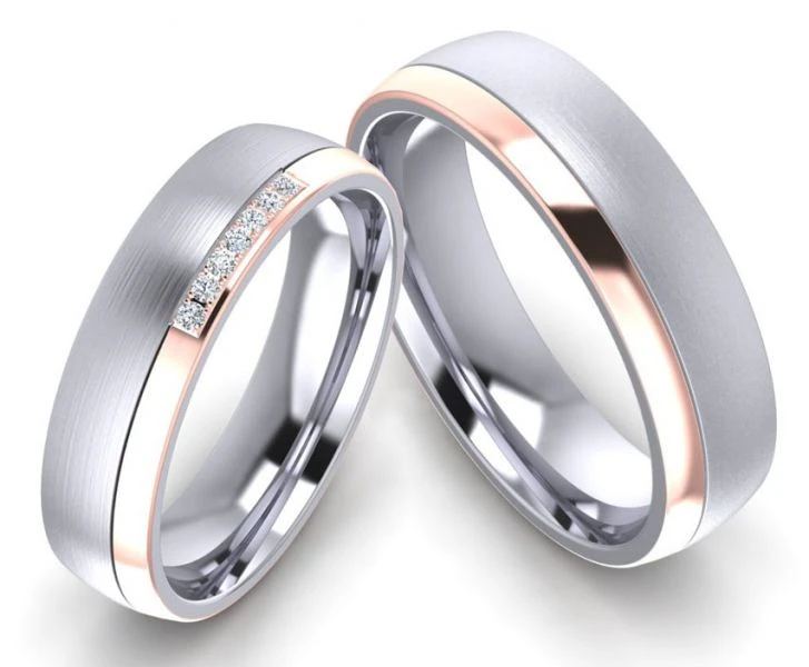 Edelstahlringe E042 mit Zirkonias und Gravur