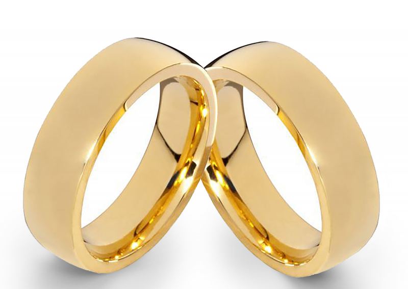 Preview: Klassische goldfarbige Edelstahlringe E043 ohne Stein