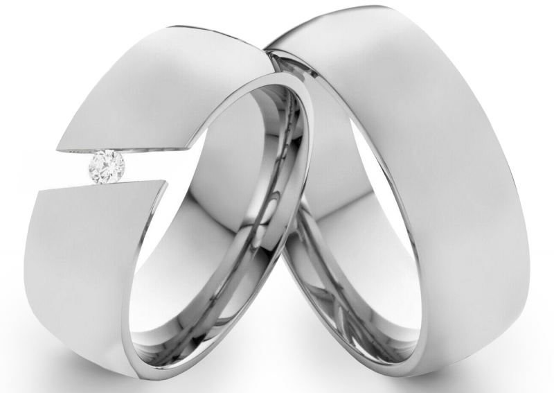 Preview: Gravierbare Edelstahlringe E097 mit Zirkoniain 8mm breite