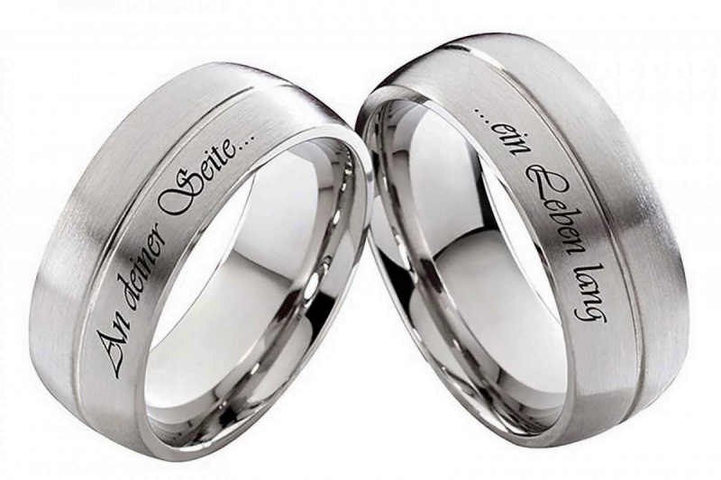 Partnerringe Edelstahlringe PE153 ohne Stein mit Außengravur