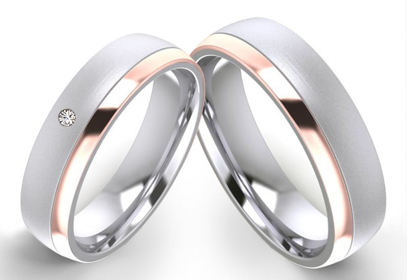 Preview: Edelstahlringe E154 mit Zirkonia oder Diamant und Gravur