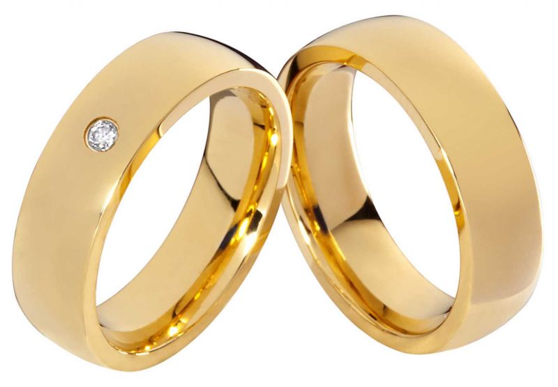 Preview: Klassische Edelstahlringe E209 mit Stein und Gravur