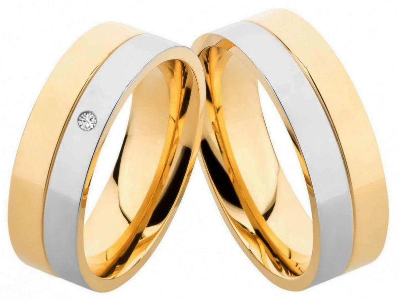 Partnerringe Edelstahlringe E217 mit Beschichtung und Zirkonia