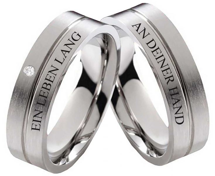 Preview: Edelstahlringe E291 mit Zirkonia oder Diamant und Außengravur