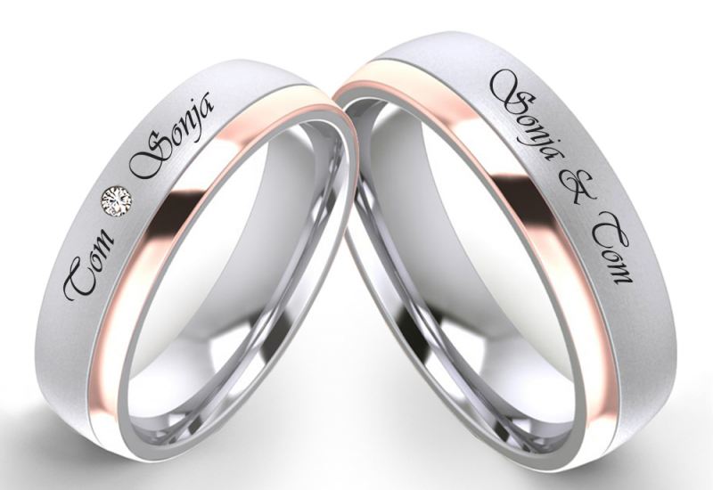 Preview: Edelstahlringe E337 mit Zirkonia oder Diamant und Außengravur