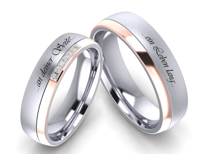 Edelstahlringe E338 mit Zirkonias und Außengravur