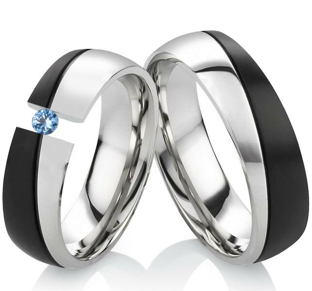 Preview: Edelstahlringe ES42 mit echtem Topas