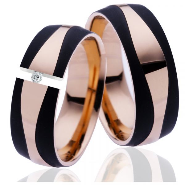 Preview: Partnerringe Goldfarbig LUC21 mit Diamant