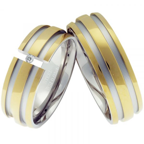 Preview: Partnerringe LUC4 mit goldfarbiger Beschichtung