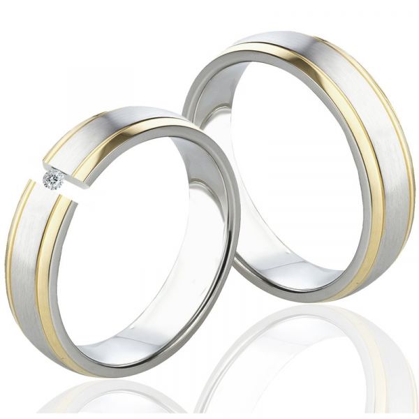 Preview: Edelstahlringe LUC41 mit Diamant und Gravur