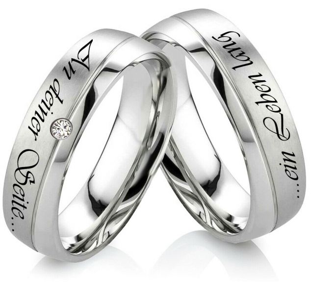 Preview: Edelstahlringe H0135 mit Zirkonia oder Diamant und Gravur