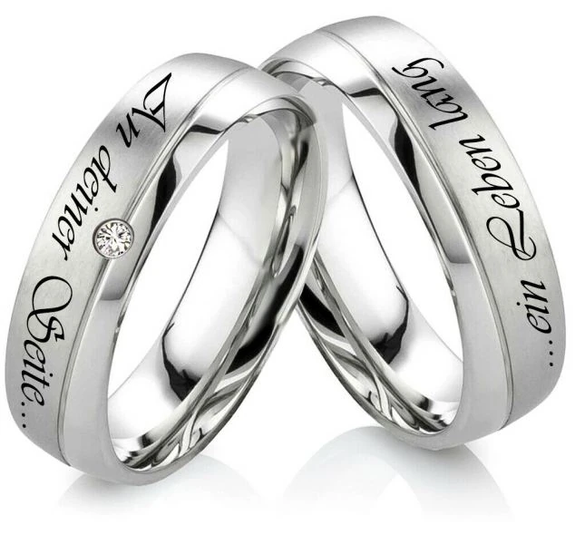 Edelstahlringe H0135 mit Zirkonia oder Diamant und Gravur