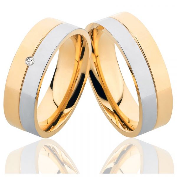 Preview: Edelstahlringe MOR5 mit Zirkonia oder Diamant und Gravur