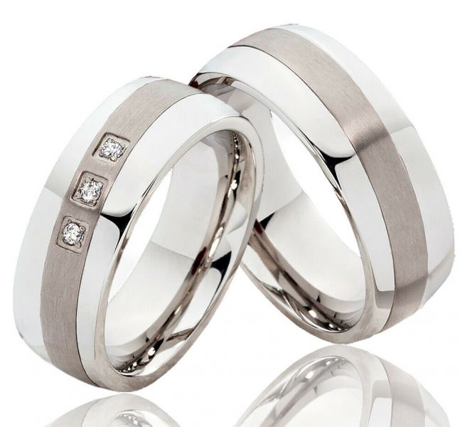 Preview: Trauringe Eheringe aus Edelstahl und Titan und Lasergravur P0302