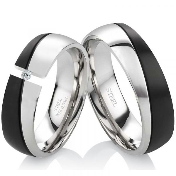 Preview: Edelstahlringe LUC6 mit Stein und Gravur