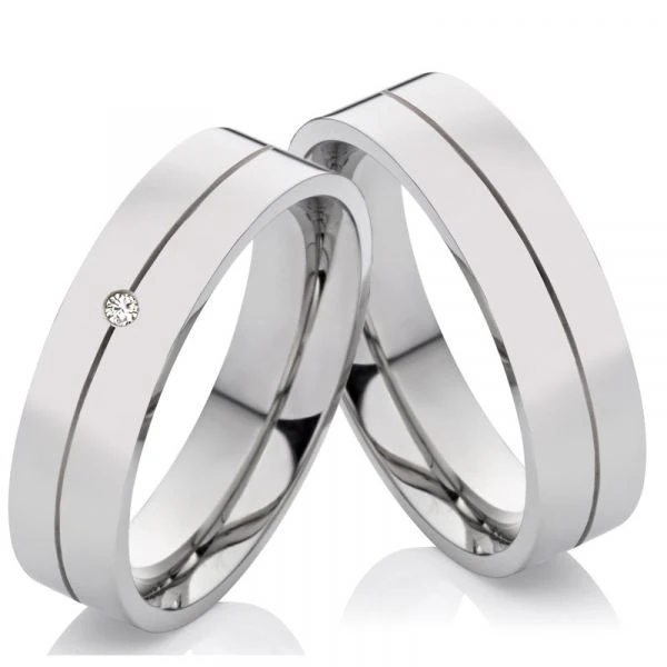 Edelstahlringe MOR9 mit Zirkonia oder Diamant und Gravur