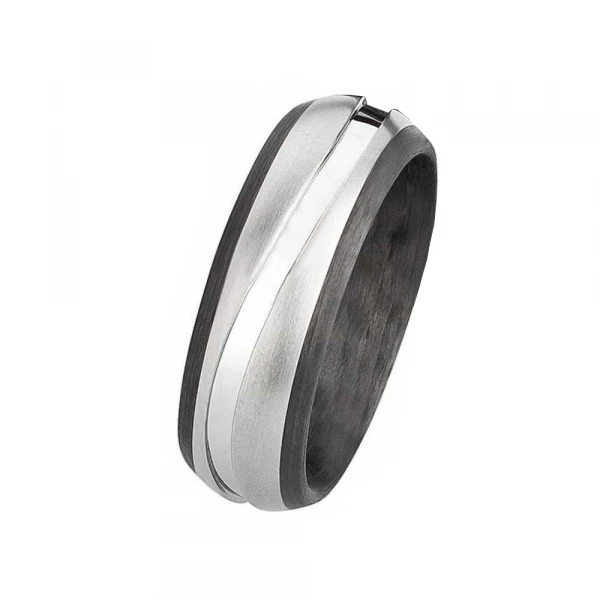 Elegante Carbon-Titan-Ringe AB3850-AB3851 mit Diamant