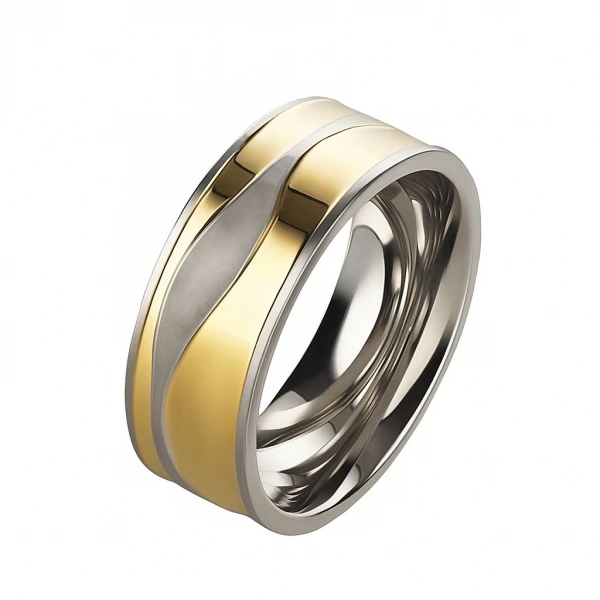 Schwungvolles Edelstahlringe LUC37 mit Diamant