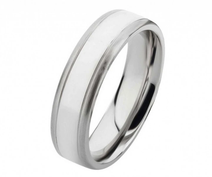 Edelstahlringe E011 mit Zirkonia und Gravur