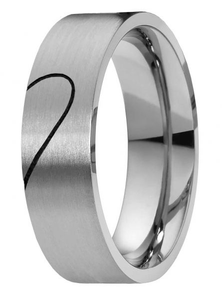 Preview: Edelstahlring E041 mit Herz und Gravur