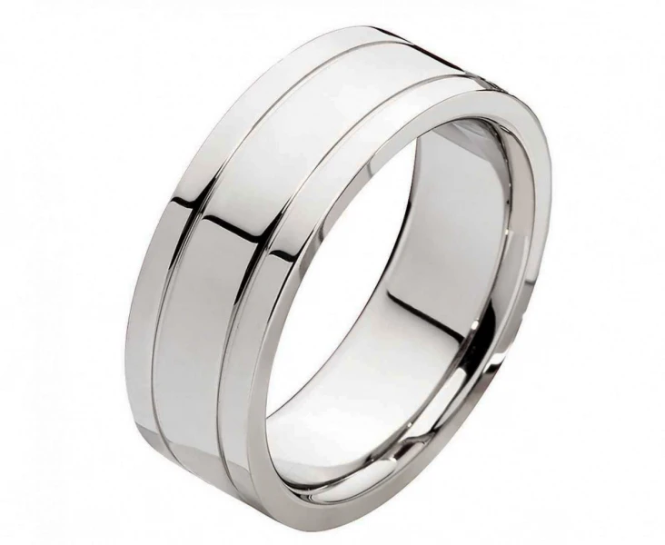 Edelstahlringe mit zwei Glanzrillen E071 ohne Stein mit Gravur Edelstahlringe mit zwei Glanzrillen E071 ohne Stein mit Gravur
