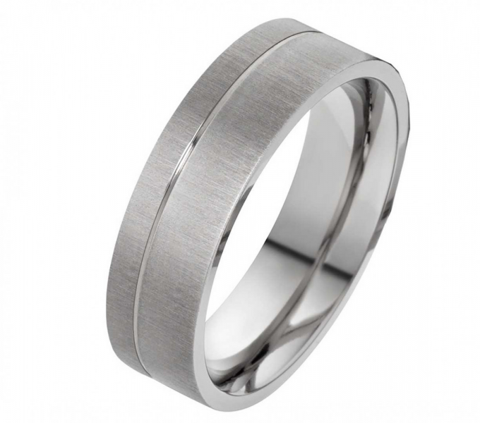 Preview: Matter Edelstahlring E214 mit Gravur