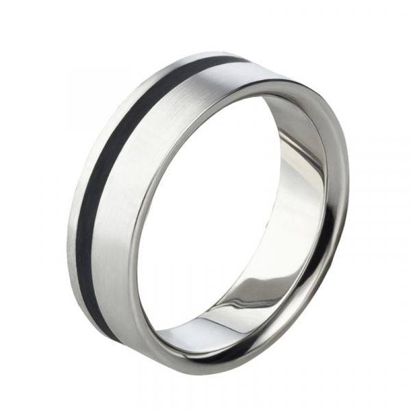 Preview: Herrenring Titan MOR70 schwarz mit Gravur