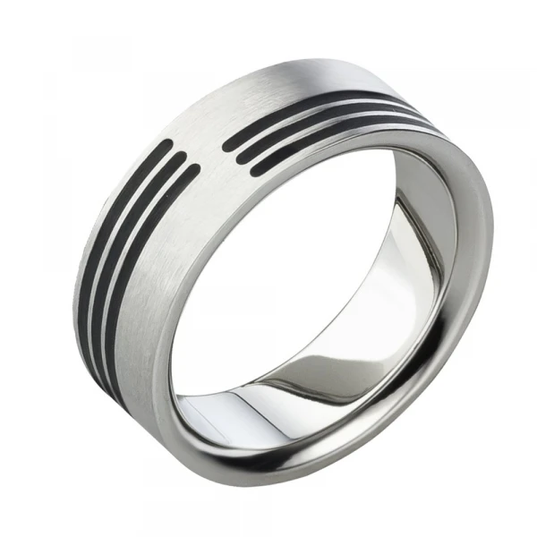 Herrenring Titan MOR71 schwarz mit Gravur