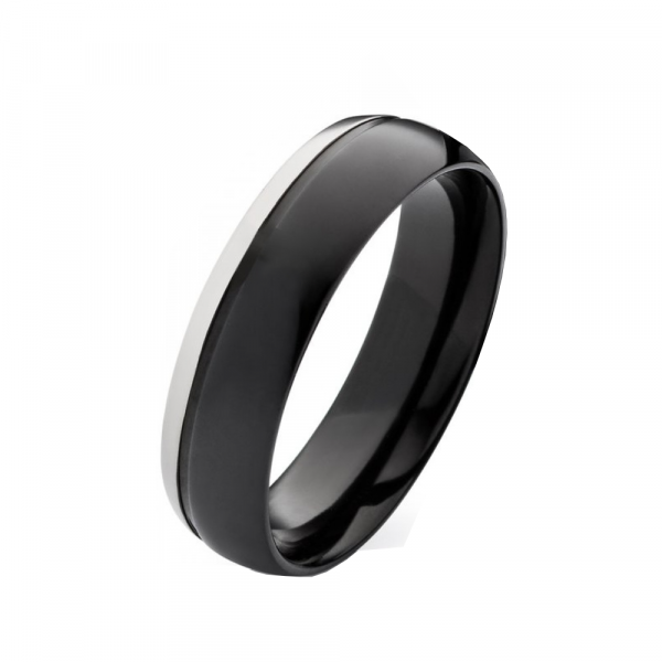 Preview: Schwarze Herrenring MOR8 mit Gravur