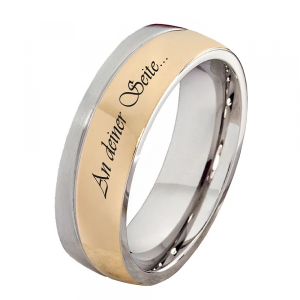 Herrenring P304 mit Gelbgoldfarbiger Beschichtung und Gravur
