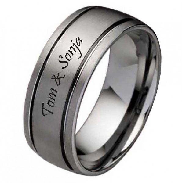 Preview: Ring aus Wolfram PW117 mit Außengravur