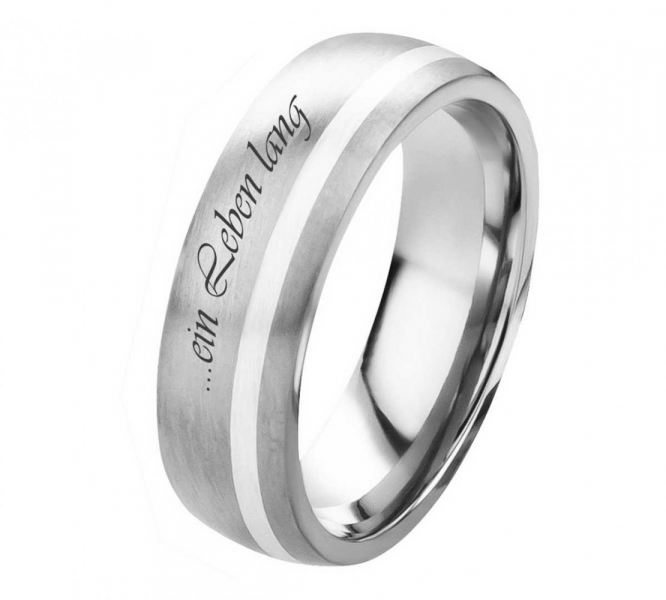 Preview: Herrenring aus Titanringe Silber T004 Außengravur