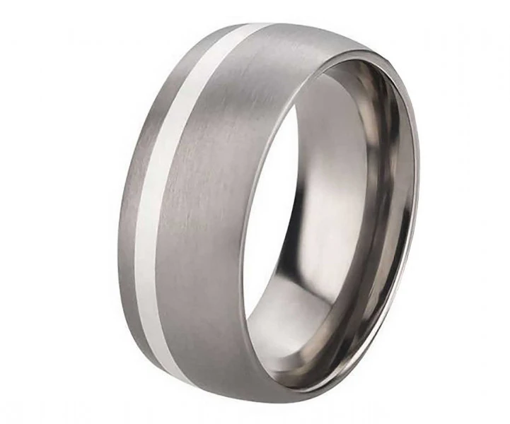 Breite Titanringe mit Silber T071 mit gratis Gravur