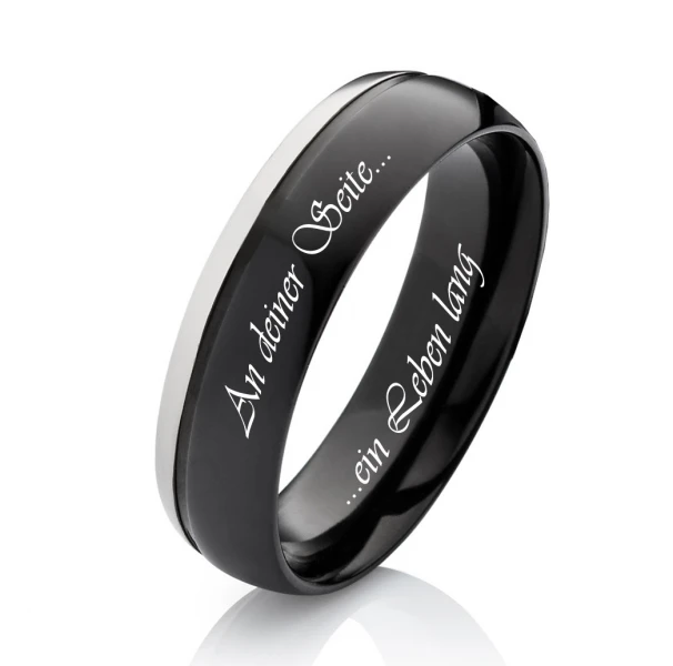 Schwarzer Herrenring T174 außengravur
