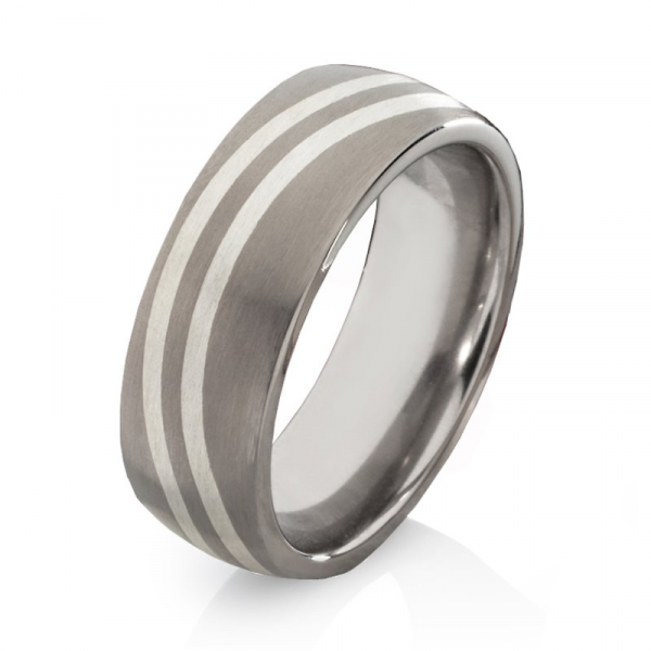 Preview: Herrenring aus Titan mit Silber TS633