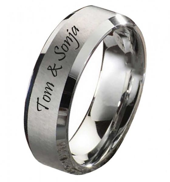 Preview: Ring aus Wolfram PW127 mit Außengravur