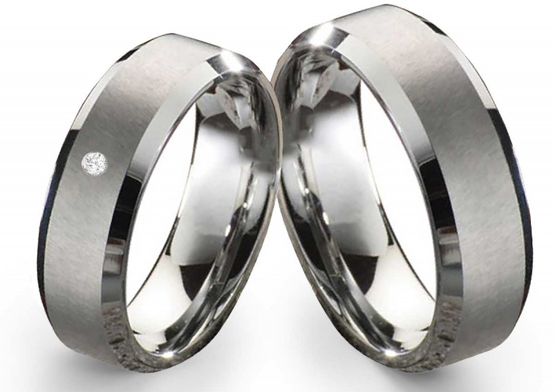 Partnerringe Wolframringe PW100 mit Zirkonia