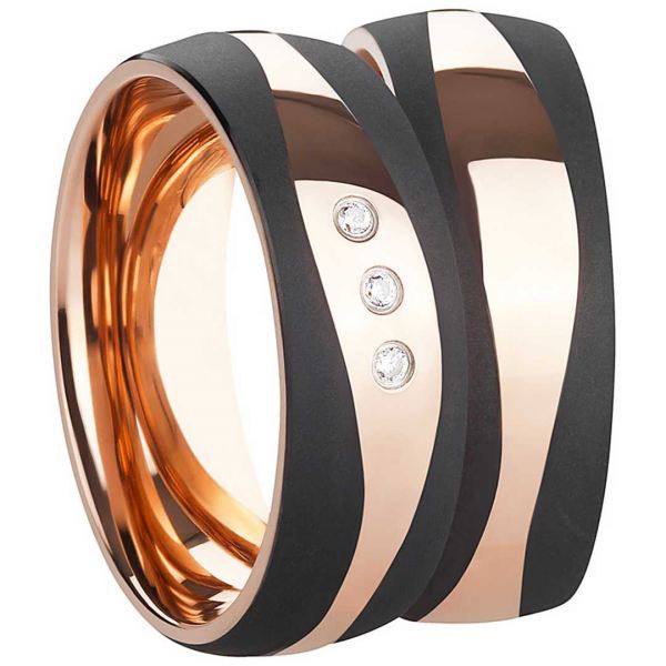 Preview: Edelstahlringe bicolor schwarz-silber AB3410-AB3411