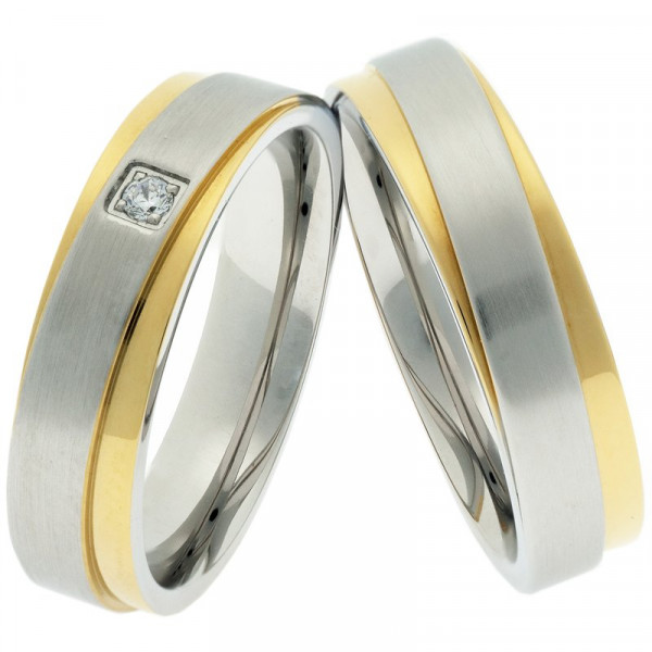Edelstahlringe E145 mit Zirkonias und Gravur