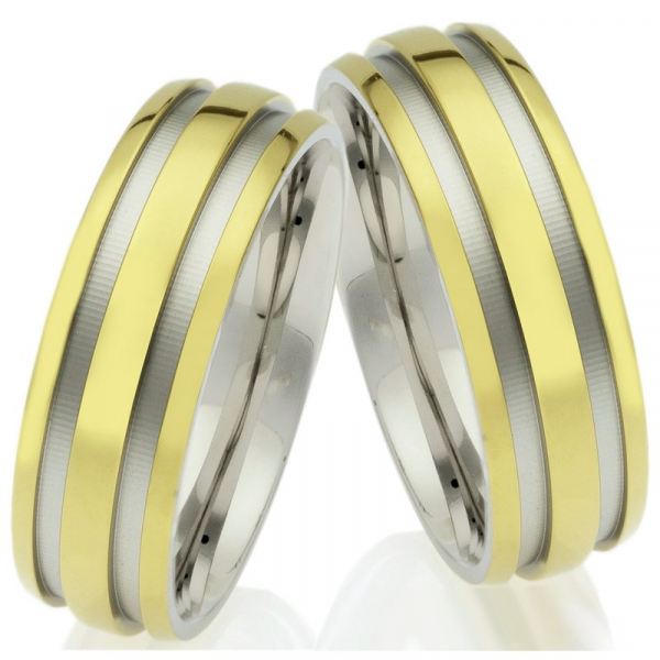 Preview: Unisex goldfarbige Edelstahlringe P372