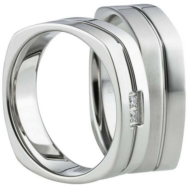 Preview: Edelstahlringe mit modernem Streifenlook AB1122-AB1123