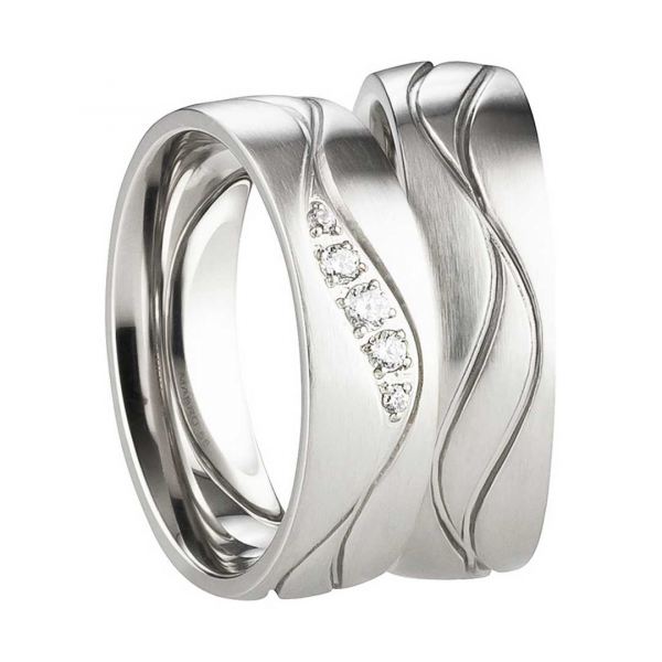 Preview: Exquisite Partnerringe mit fünf Steinen AB3146-AB3147