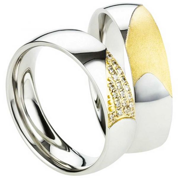 Preview: Schlichte Edelstahlringe für Paare AB2460-AB2461