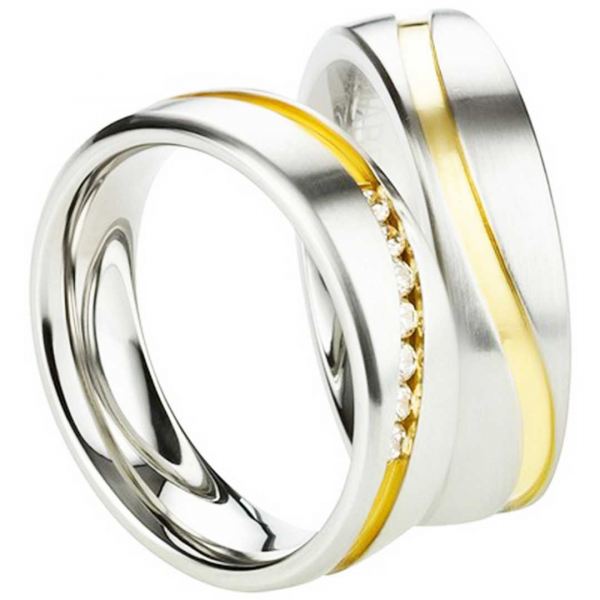 Preview: Goldfarbige Partnerringe aus Edelstahl AB2442-AB2443