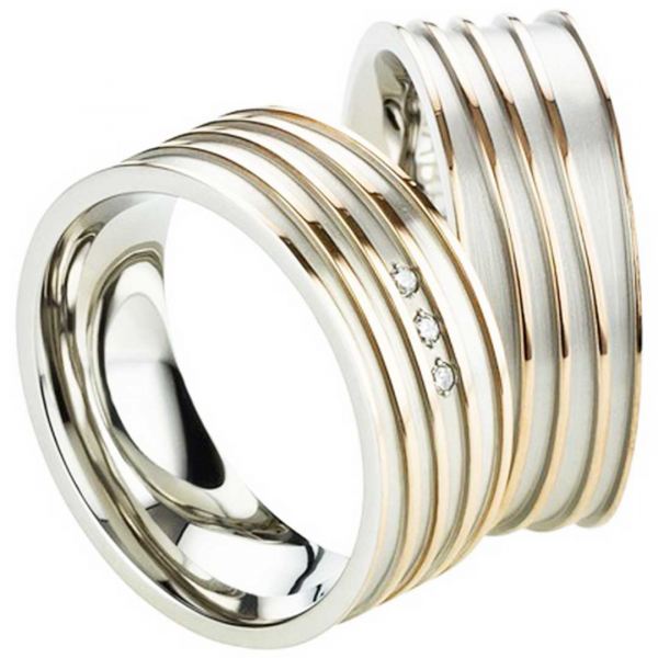 Preview: Partnerringe Edelstahl mit Stein AB2436-AB2437